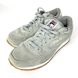 FILA Womens Suede Sneakers 10 Grey Lace Up Retro Casual Walking Shoes Comfort
